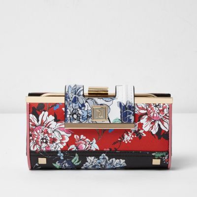 Red floral print clip top purse purses bags / purses women