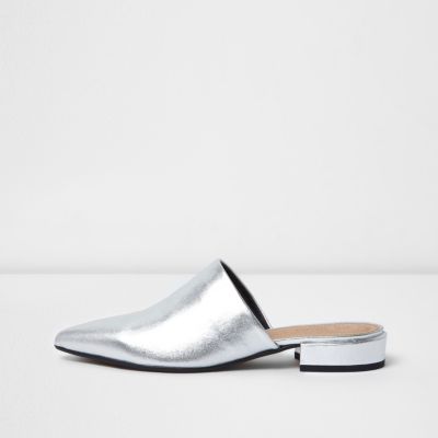 metallic leather mules