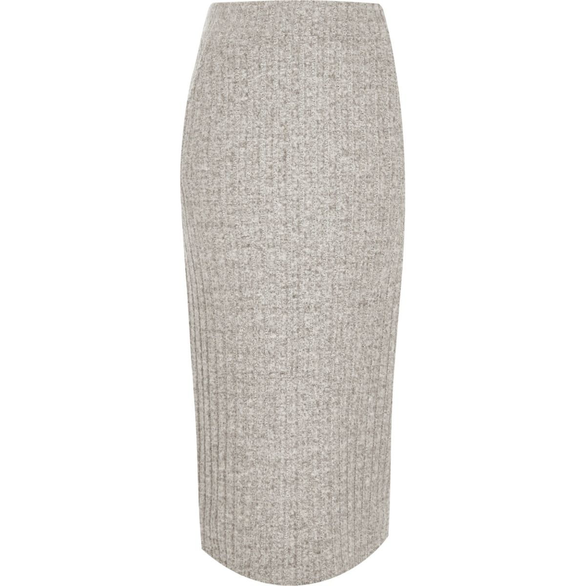Grey ribbed knit midi skirt - Skirts - Sale - women