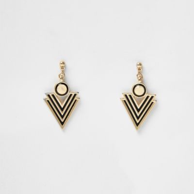 Gold tone stripe spike stud earrings earrings jewellery women
