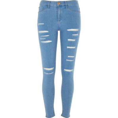 ripped denim jeggings