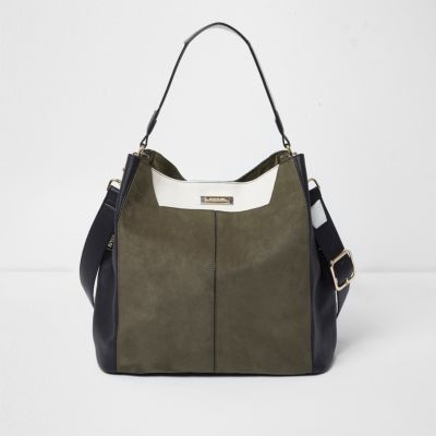 Khaki contrast slouch bag shoulder bags bags / purses women