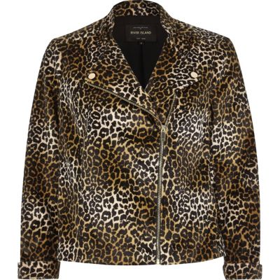 Brown leopard print soft biker jacket - jackets - coats / jackets - women