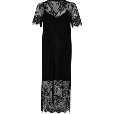Black lace midi Tshirt dress tshirt dresses dresses women