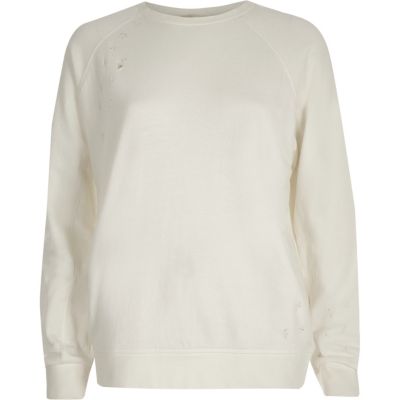 cream distressed sweater