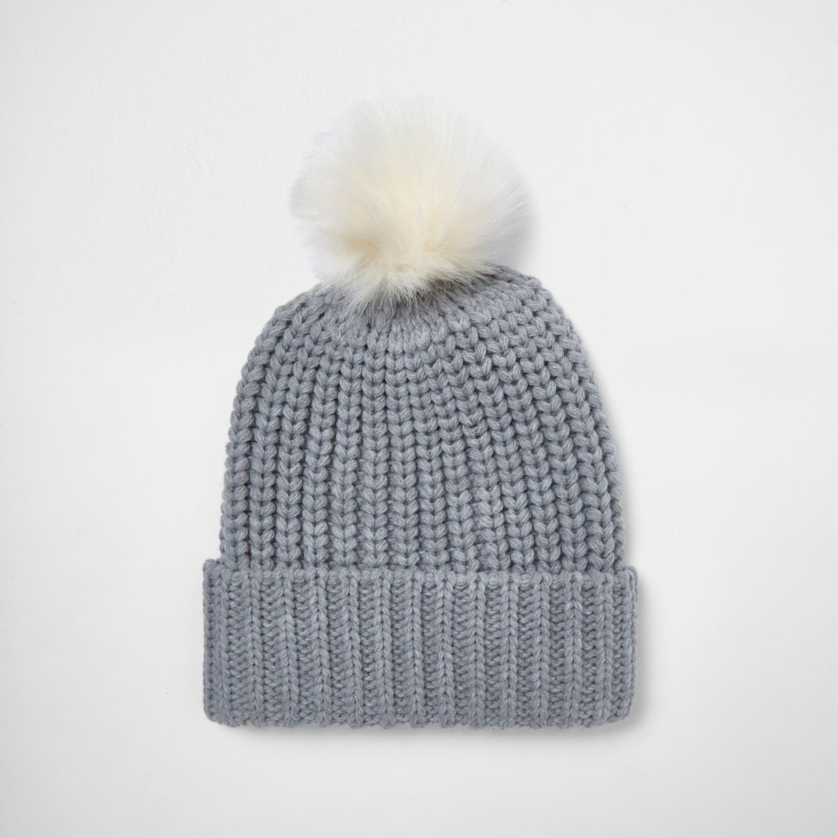 Grey knit bobble hat - Hats - Accessories - women