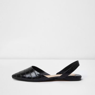 black croc slingback heels