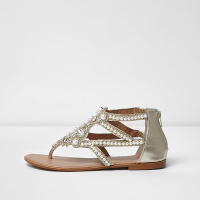 river island silver embellished sandals