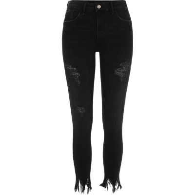 Black frayed Amelie super skinny jeans - skinny jeans - jeans - women