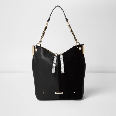 small black shoulder bag with chain strap