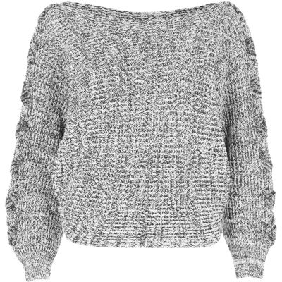 Grey batwing knit jumper - jumpers - knitwear - women