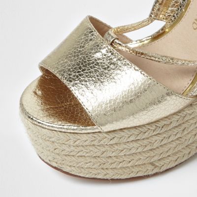 gold tie up espadrille wedges