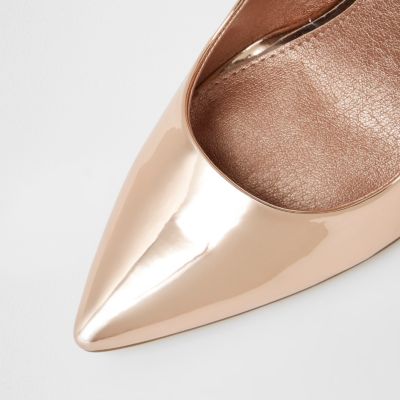 Rose gold metallic court shoes
