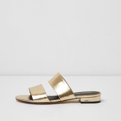 wide fit gold mules