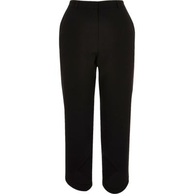 Black soft crop curve hem trousers - tapered trousers - trousers - women