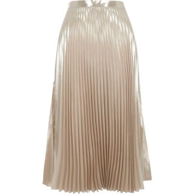 Light pink metallic shine midi skirt - midi skirts - skirts - women