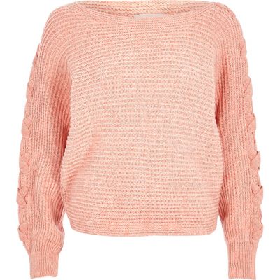 Coral batwing knit sweater - sweaters - knitwear - women