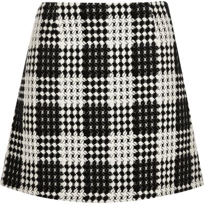 Black and white check A-line mini skirt - mini skirts - skirts - women