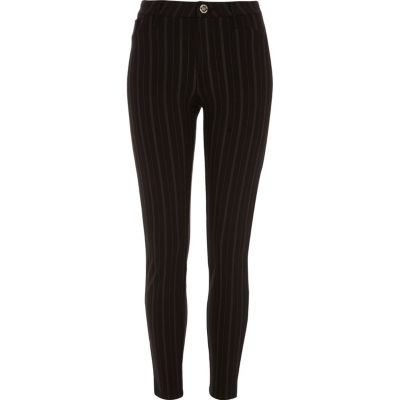 black pinstripe skinny trousers