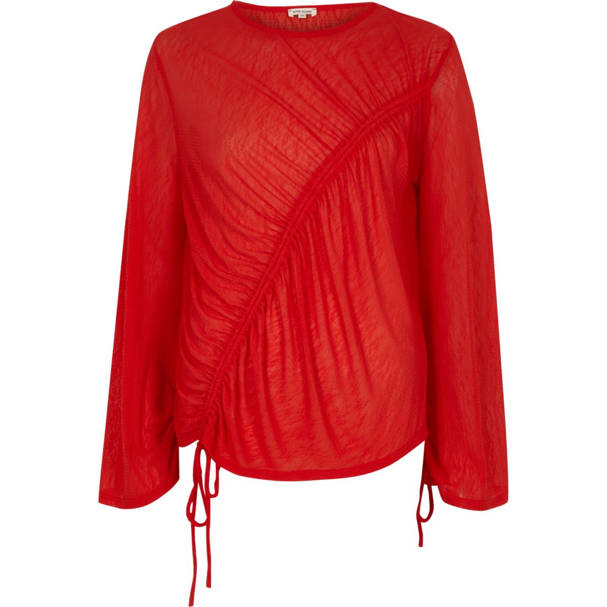 Red asymmetric ruched drawstring top - Workwear - Sale - women