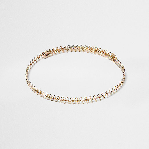 Gold tone 90s wire choker - necklaces - jewellery - women