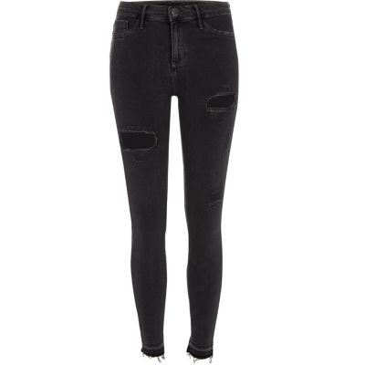 grey ripped jeggings