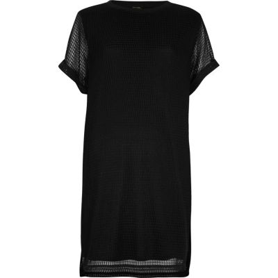 Black mesh T-shirt dress - Dresses - Sale - women