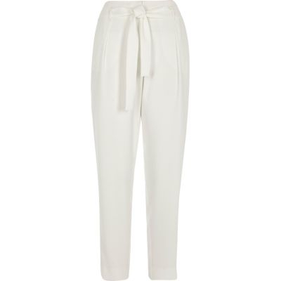 White tie waist tapered trousers - Workwear - Sale - women