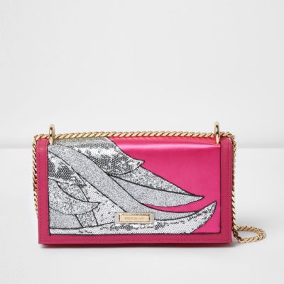 Pink glitter swirl underarm chain bag