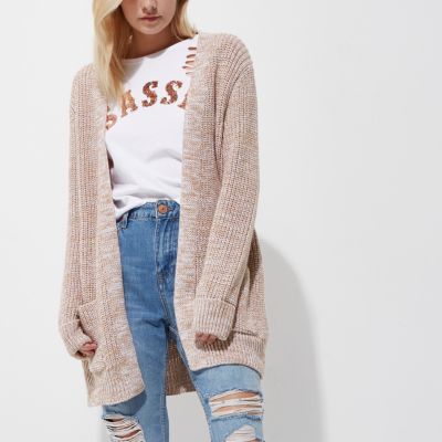 Petite – Cardigan en maille côtelée beige