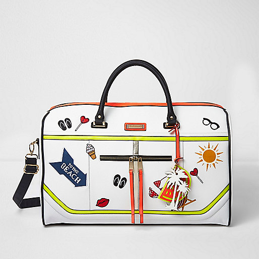 White 'to the beach' badged weekend bag - Suitcases - Bags ...