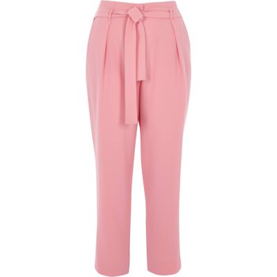 pink tie waist pants