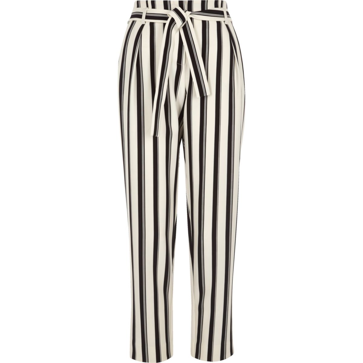 Black Stripe Tie Waist Trousers For Women Outlet, Trousers 2145 ...