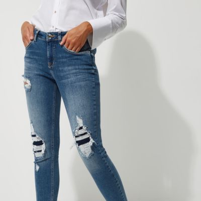Blue Alannah ripped relaxed skinny fit jeans