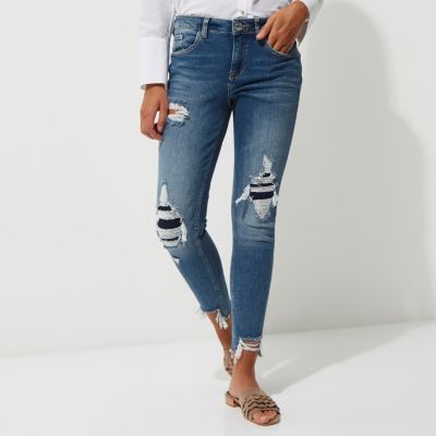 Blue Alannah ripped relaxed skinny fit jeans