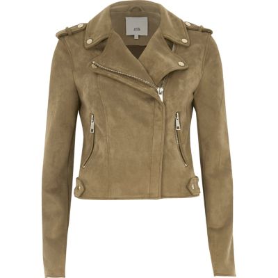 Light green faux suede biker jacket Coats & Jackets Sale women