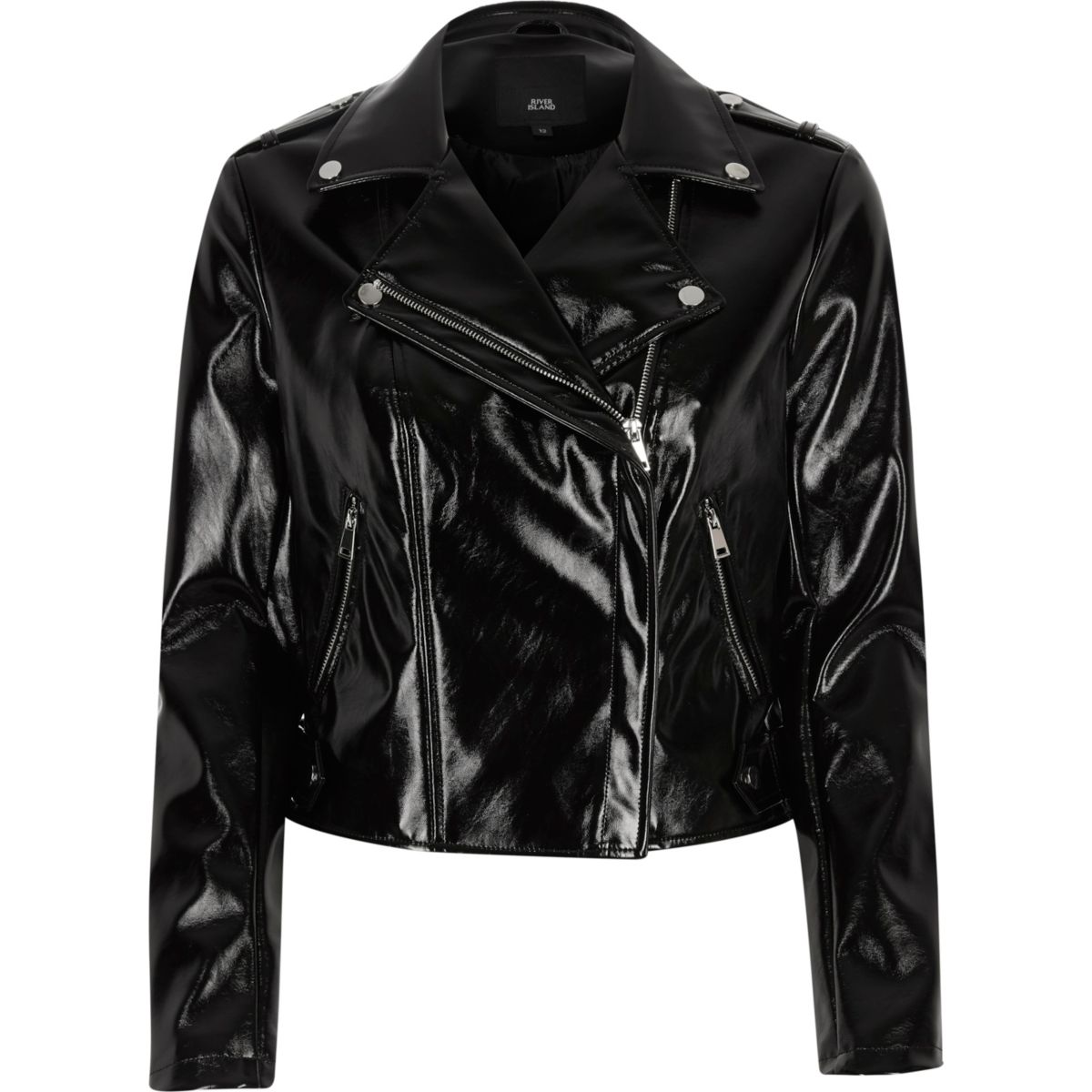 Black vinyl biker jacket - Coats & Jackets - Sale - women