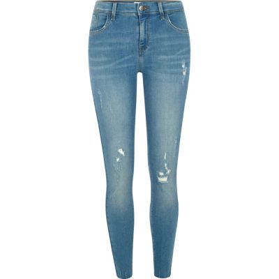 Amelie – Blaue Superskinny Jeans im Used-Look