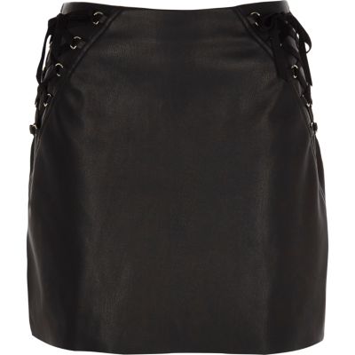Black faux leather corset mini skirt - Mini Skirts - Skirts - women