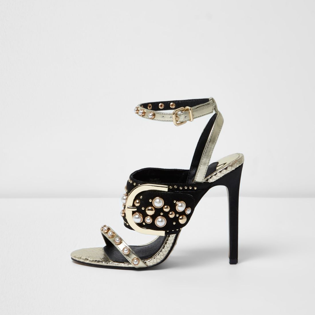 Gold studded buckle barely there sandals