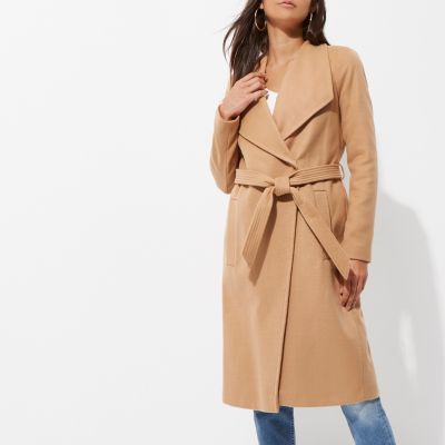 Camel belted robe coat