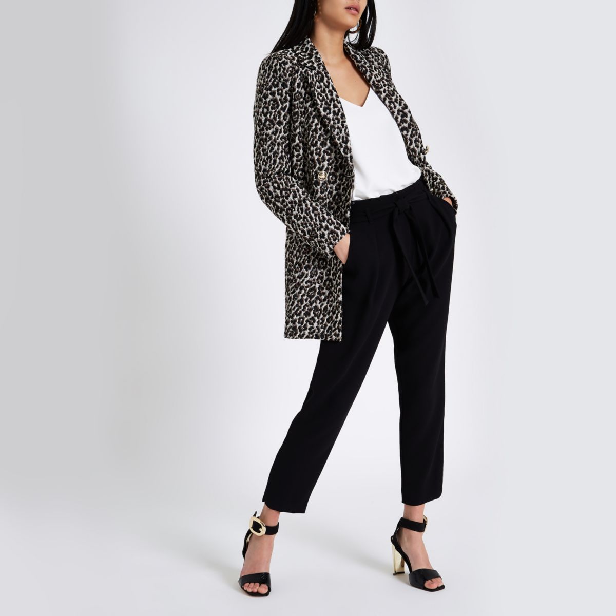 Black tie waist tapered pants Tapered Pants Pants women