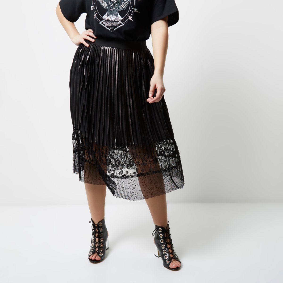 foil midi skirt