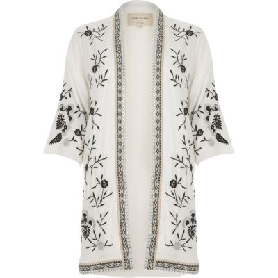 White embroidered kimono