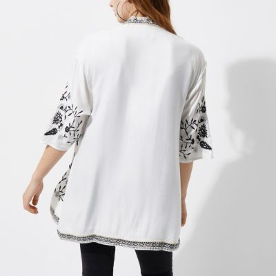 White embroidered kimono