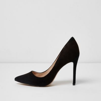 Black wide fit pointed court shoes