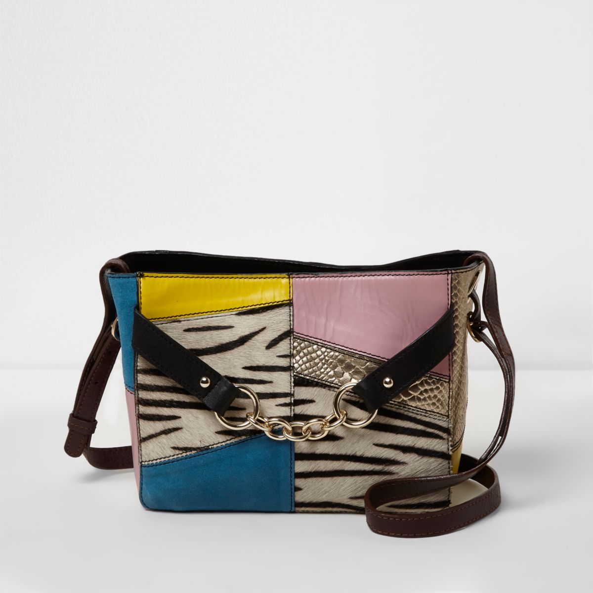 Black cross body zebra print leather bag - Bags & Purses - Sale - women