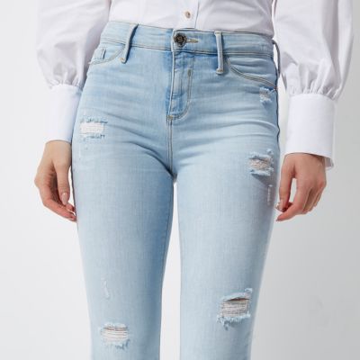 Light blue ripped Molly skinny fit jeggings