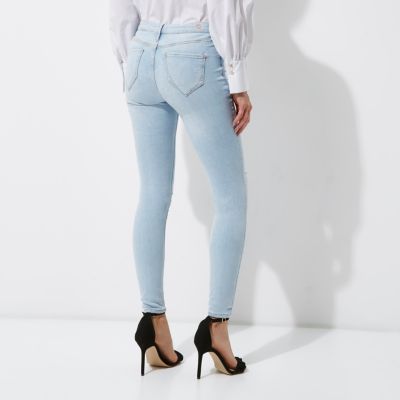 Light blue ripped Molly skinny fit jeggings