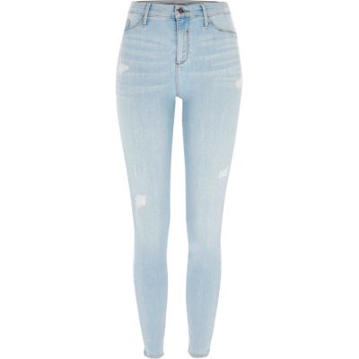 Light blue ripped Molly skinny fit jeggings